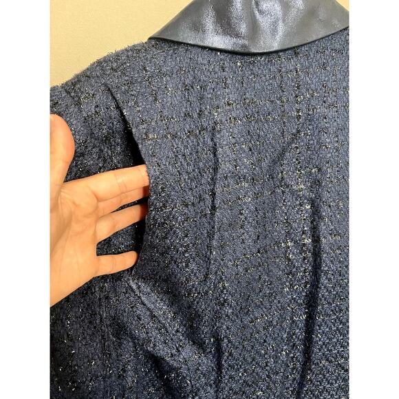 T Tahari Blue Jacket Size M Sparkle Zippers Biker Y2K Business Causal - Picture 15 of 16